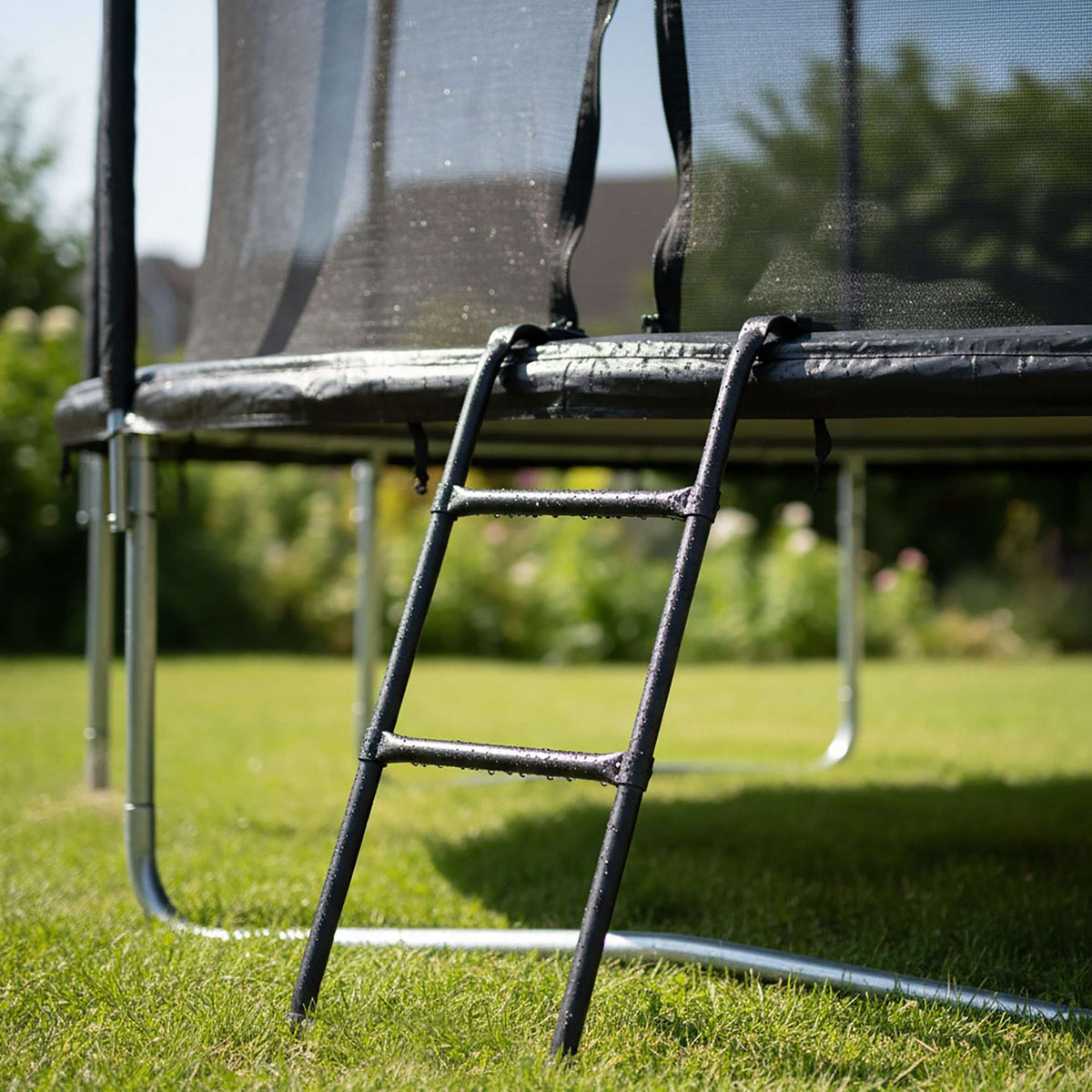 Trampoline Ladder, Black Steel, Hook-On Design