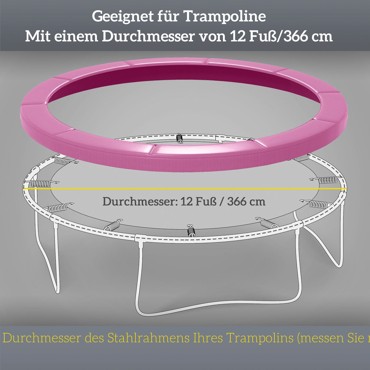 Trampoline Pad Cover, Waterproof, Tear-Resistant, Ø366 cm, Pink