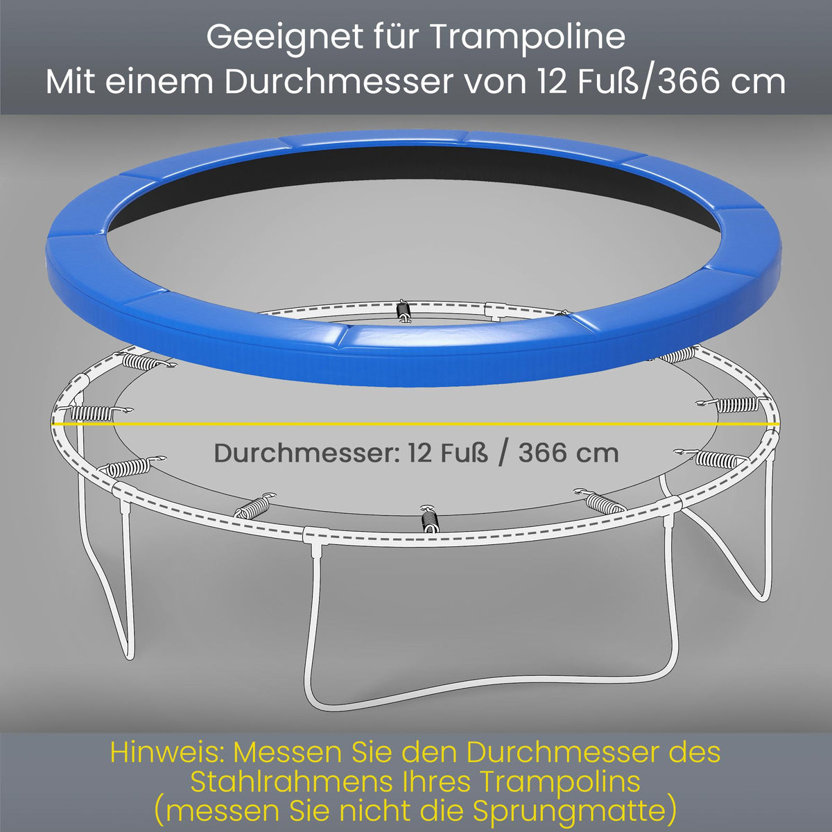 Trampoline Safety Pad, Waterproof, Tear-Resistant, Ø366 cm, Blue