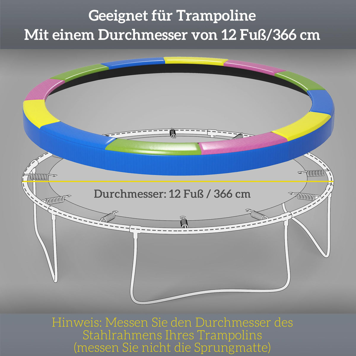 Trampoline Safety Pad, Waterproof, Tear-Resistant, Ø366 cm