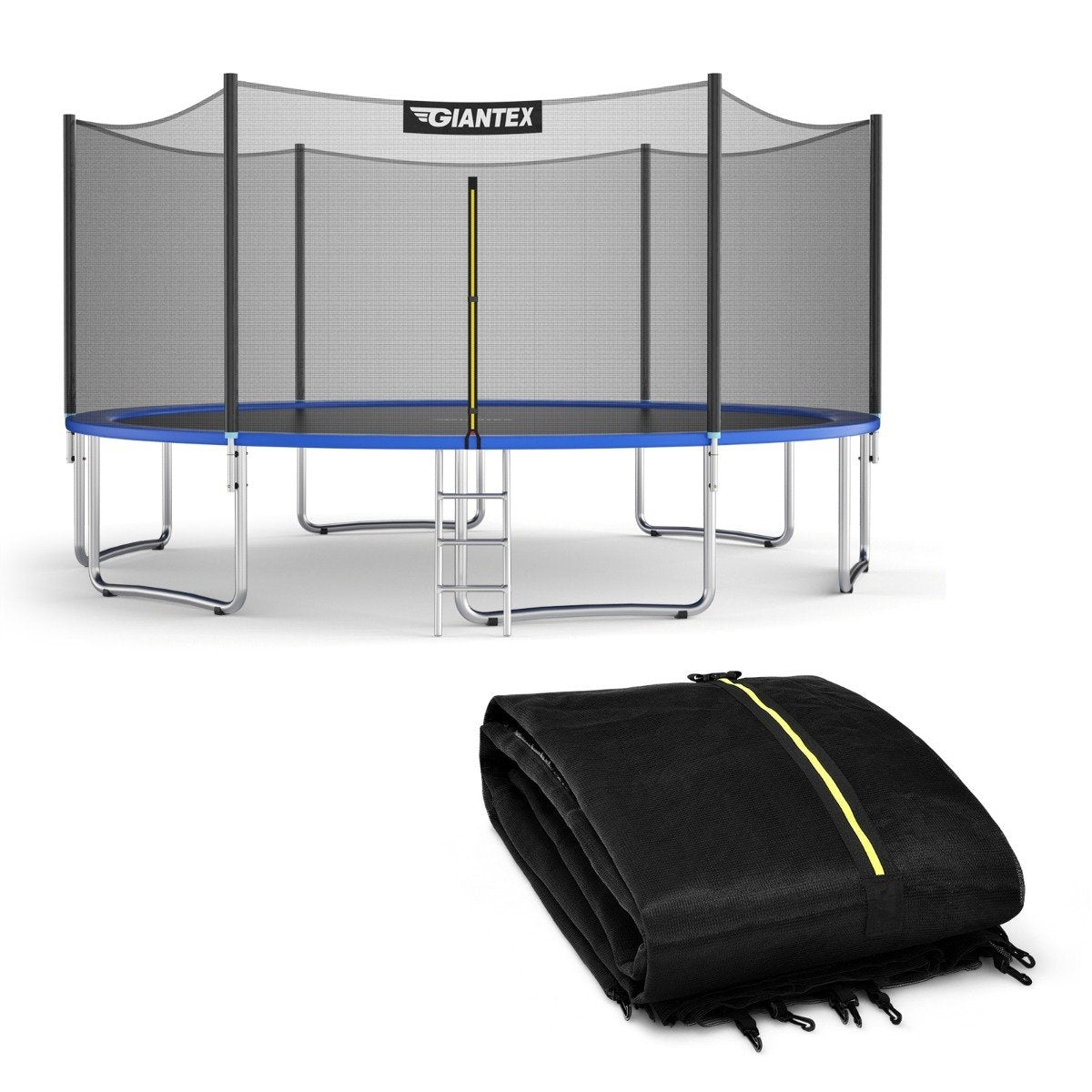 Trampoline safety net for garden trampolines Replacement net on the outside with zipper and buckles Ø 305 cm