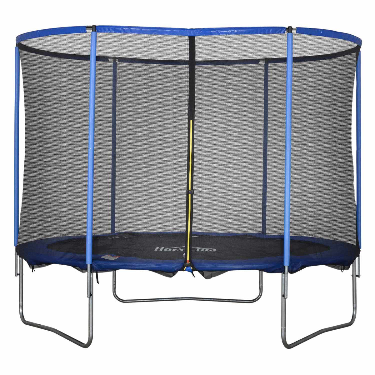 Trampoline with safety net, garden trampoline for indoor and outdoor use, fitness trampoline, blue + black, up to 113.6 kg, Ø305 x 248H cm