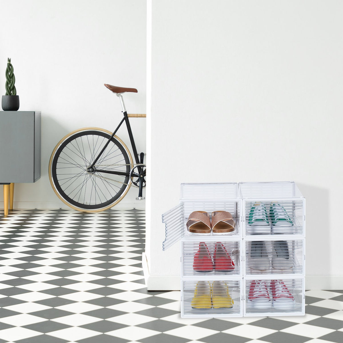 Transparent Shoe Storage Boxes, Set of 6