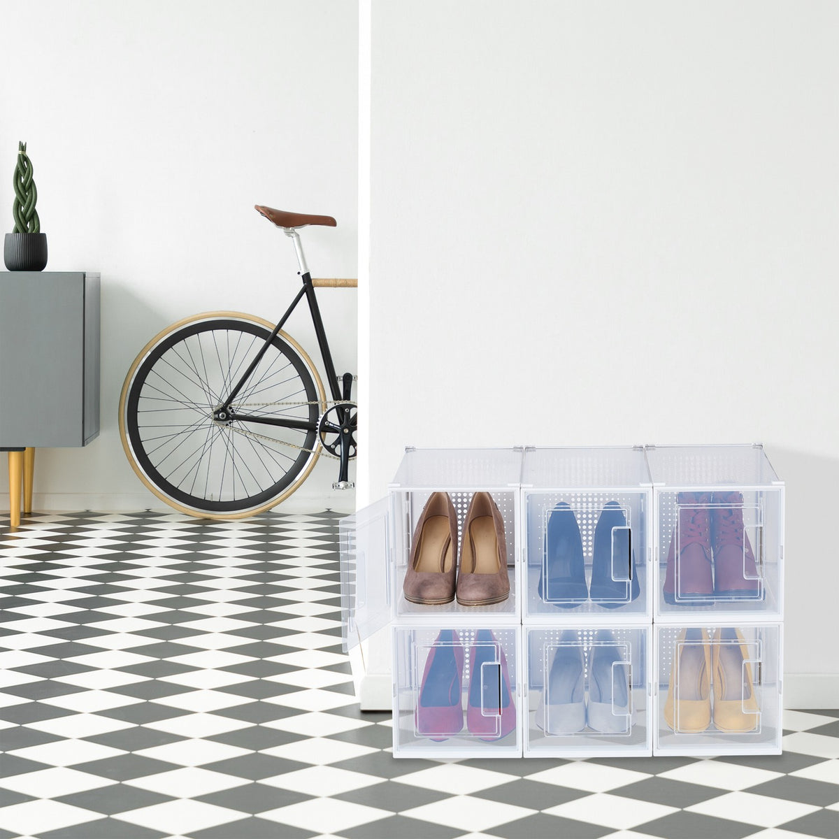 Transparent Shoe Storage Boxes for High Heels, Set of 6