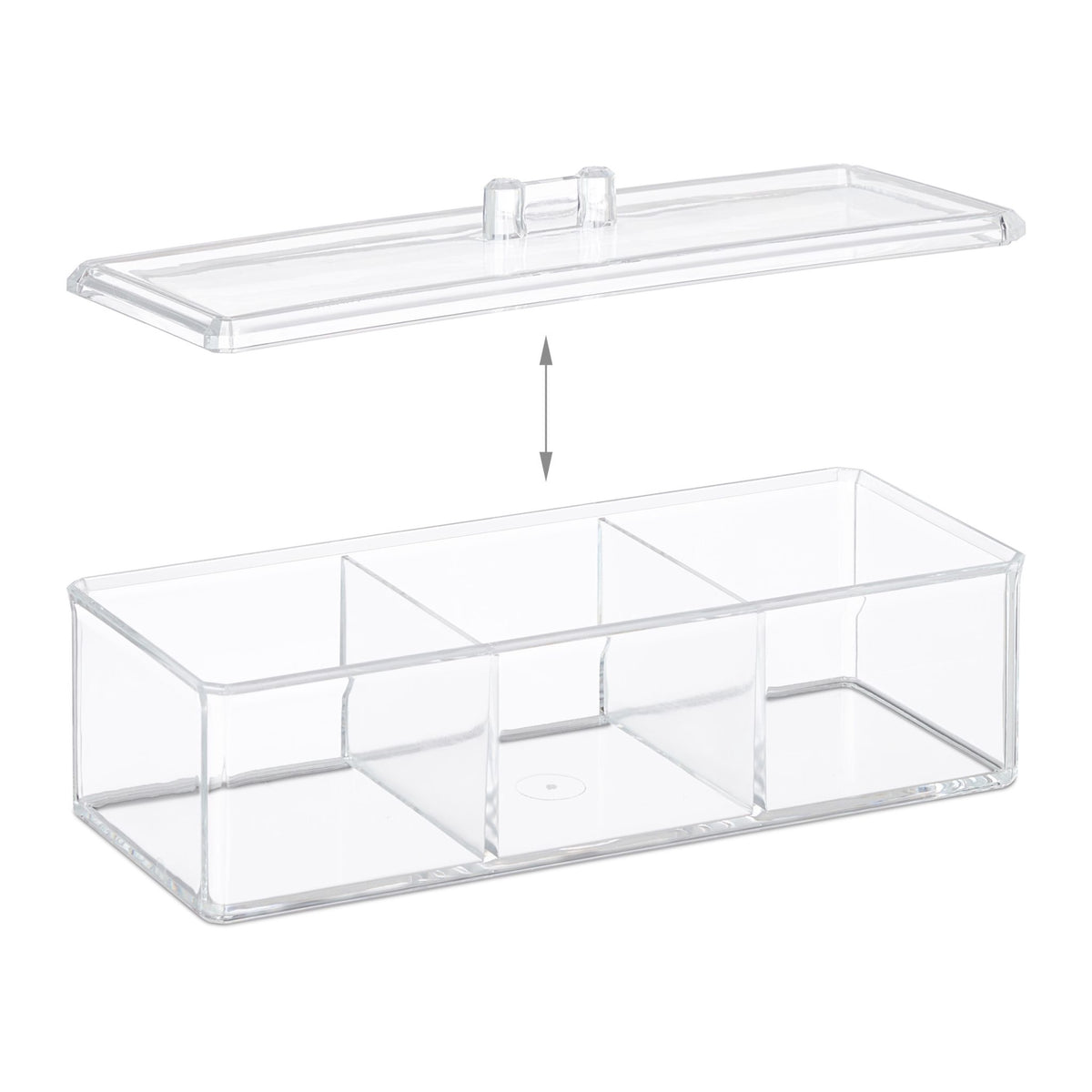 Transparent tea box with 3 compartments