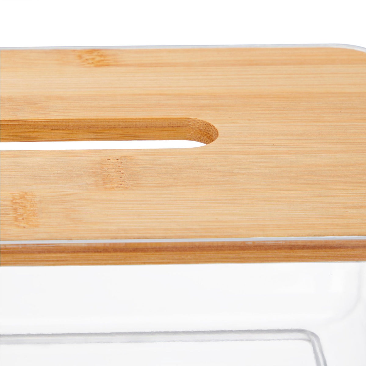 Transparent tissue box with bamboo lid
