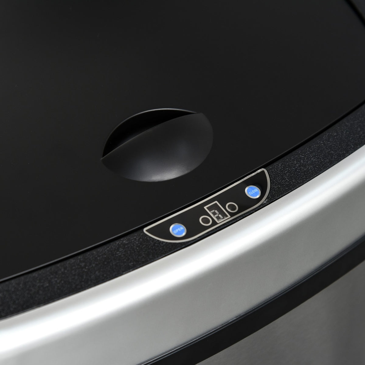 Trash Can 48L Automatic Kitchen Trash Can With Infrared Sensor, Hygienic, Stainless Steel, Silver, L40.5Xw29.5Xh68 Cm