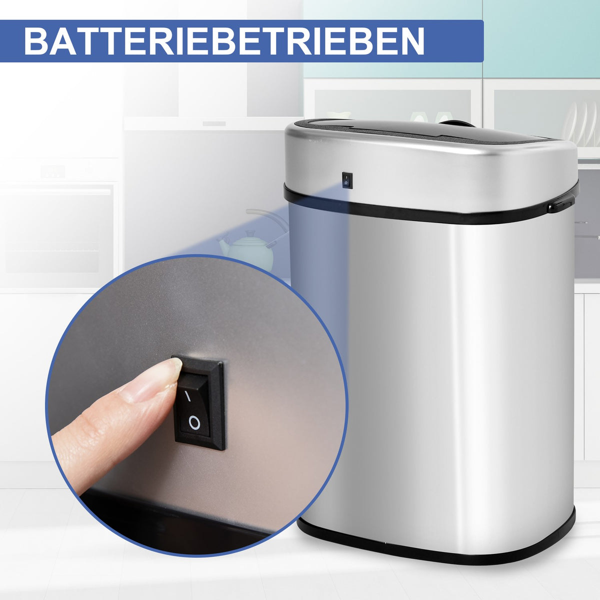 Trash Can 58L Automatic Trash Can With Infrared Sensor, Hygienic, Large, Stainless Steel, Silver, L40.9Xw28.9Xh68 Cm