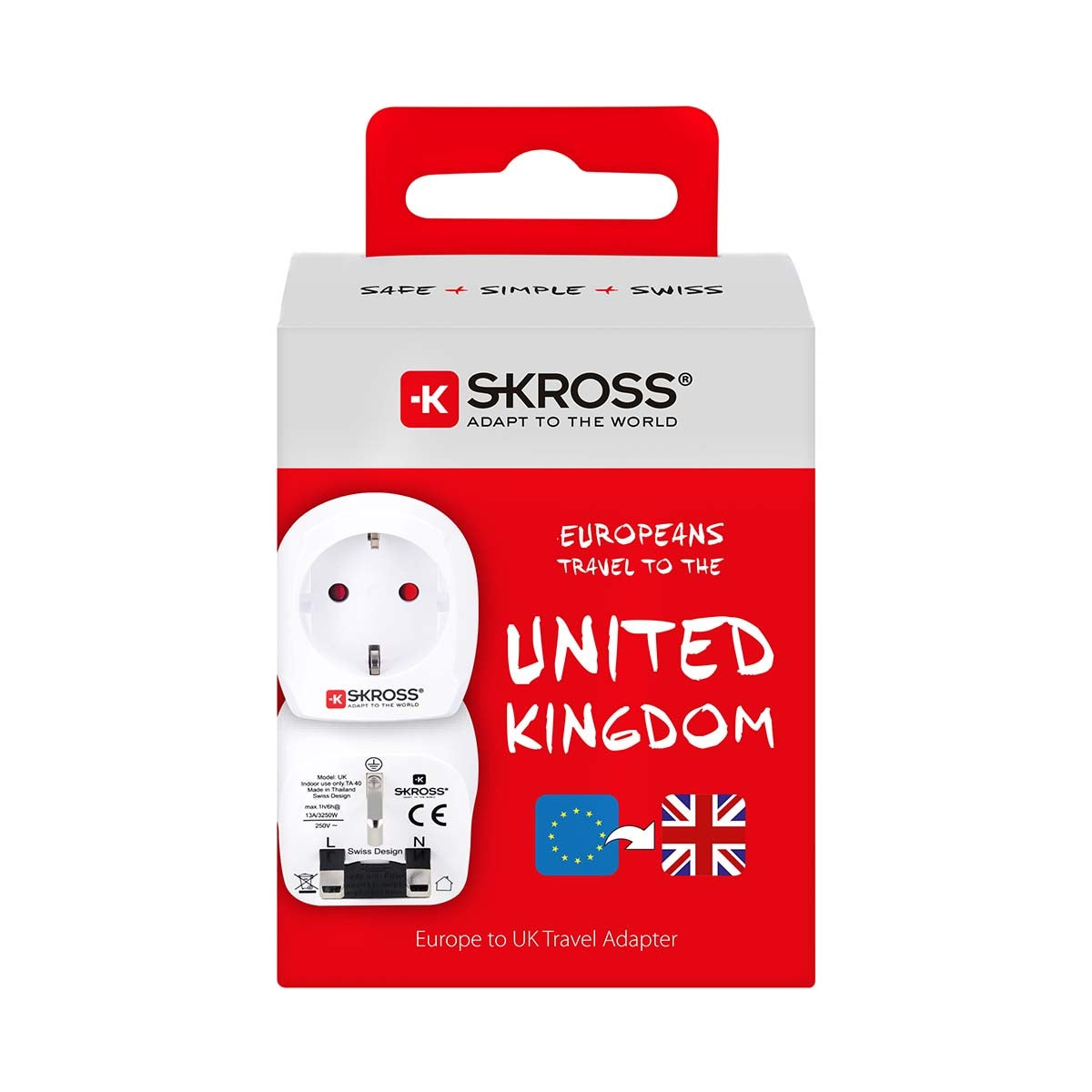 Travel Adapter Europe to UK Earthed