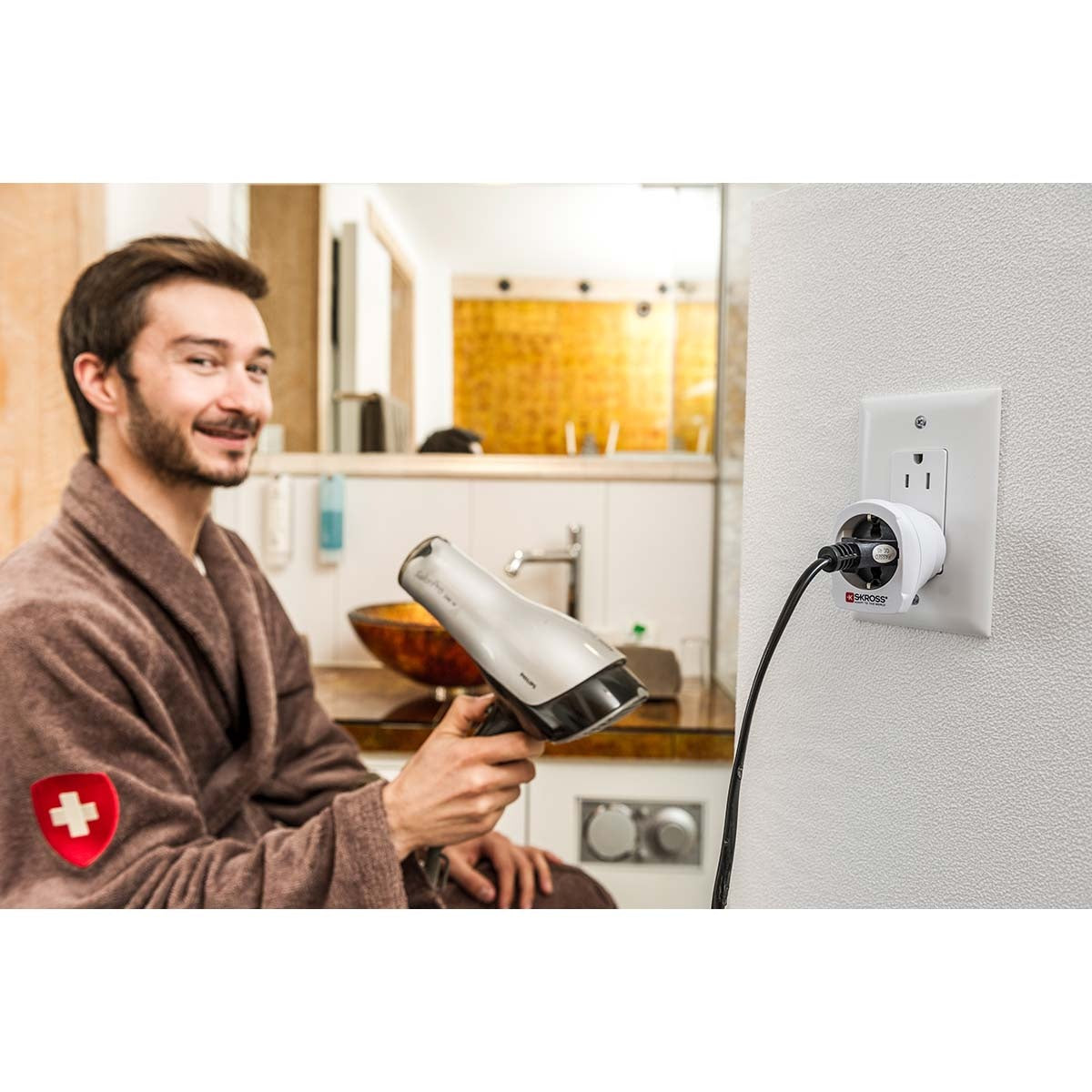 Travel Adapter Europe-to-USA Grounded