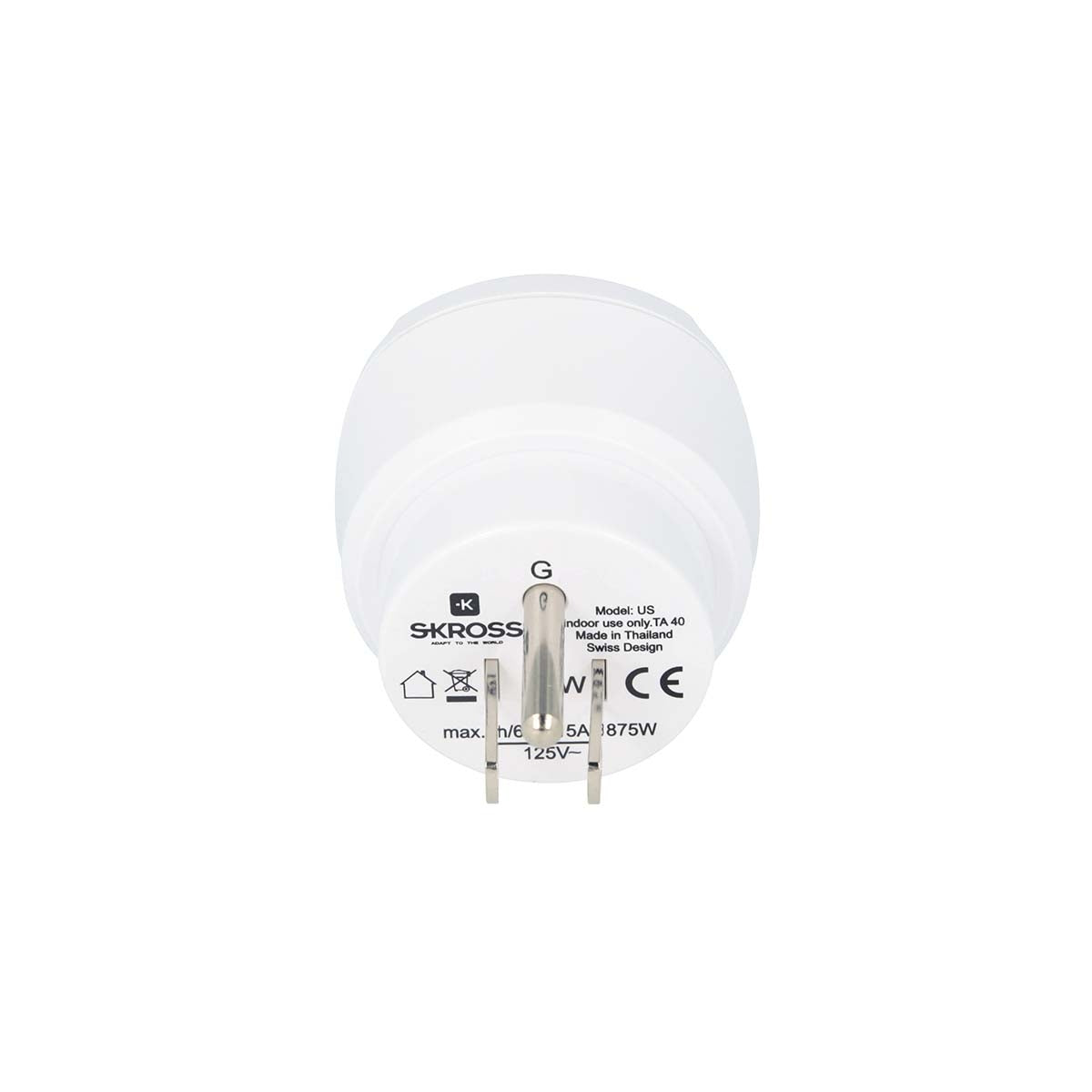 Travel Adapter Europe-to-USA Grounded