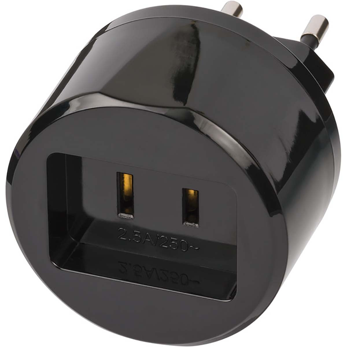 Travel Adapter USA-to-Europe with 2.5 A fuse