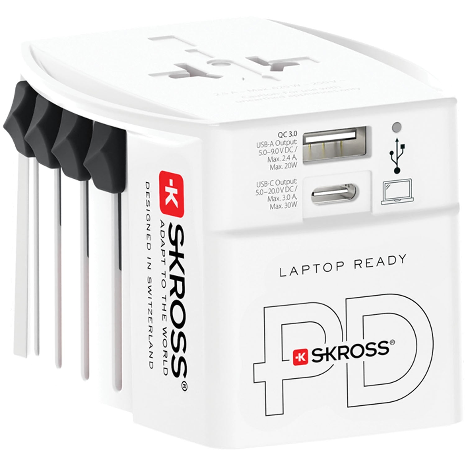 Travel Adapter USB-A+C PD 30W, Universal, Non-Grounded