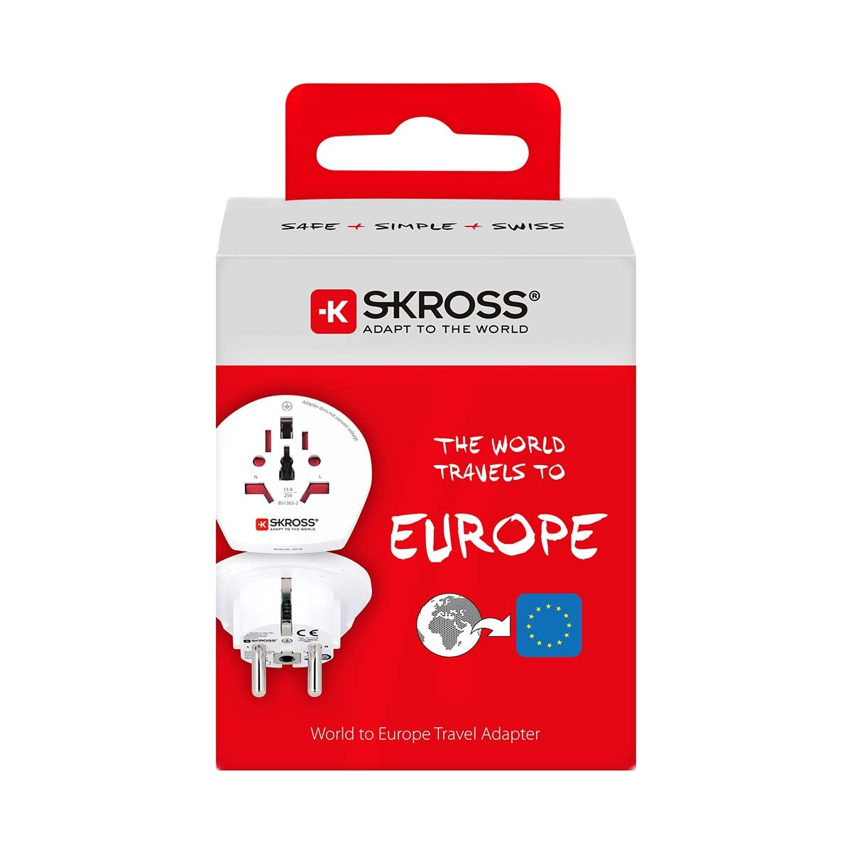 Travel Adapter World-to-Europe Grounded
