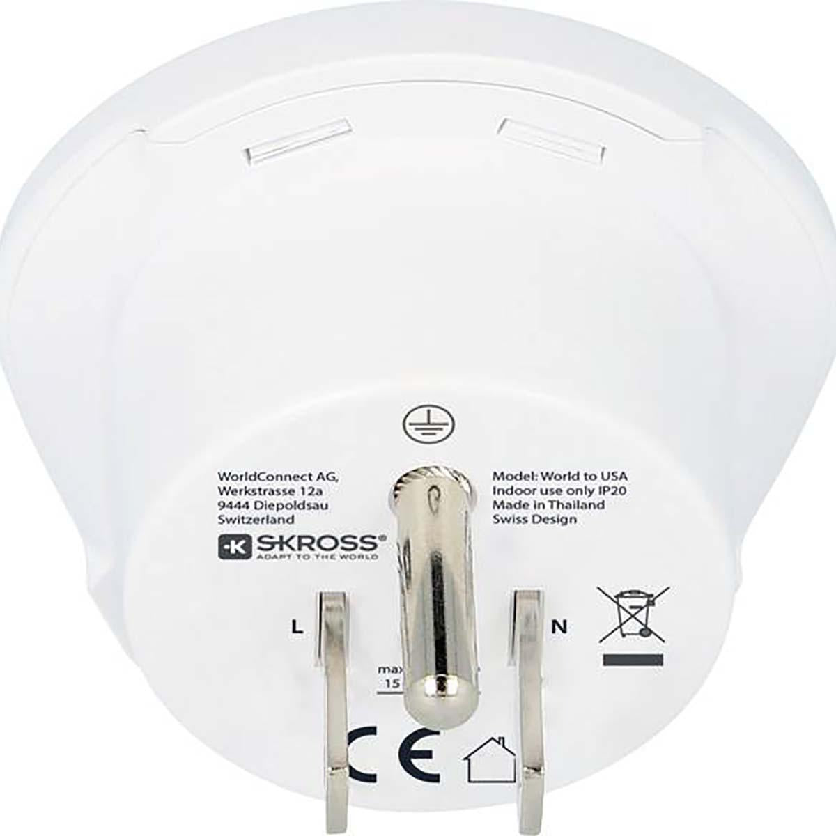 Travel Adapter World-to-USA Grounded