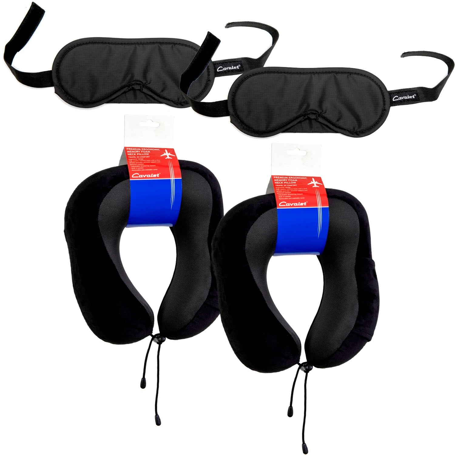 Travel Kit with 2 Neck Pillows & 2 Sleep Masks