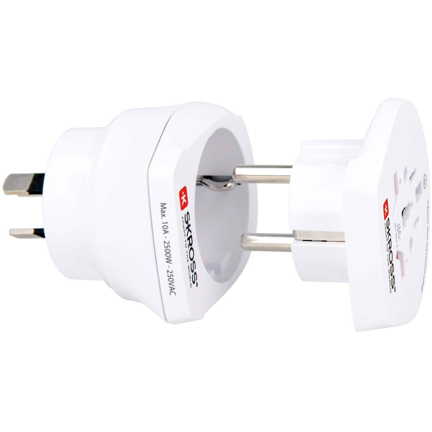 Travel adapter Combo World to Australia/China + Europe Grounded