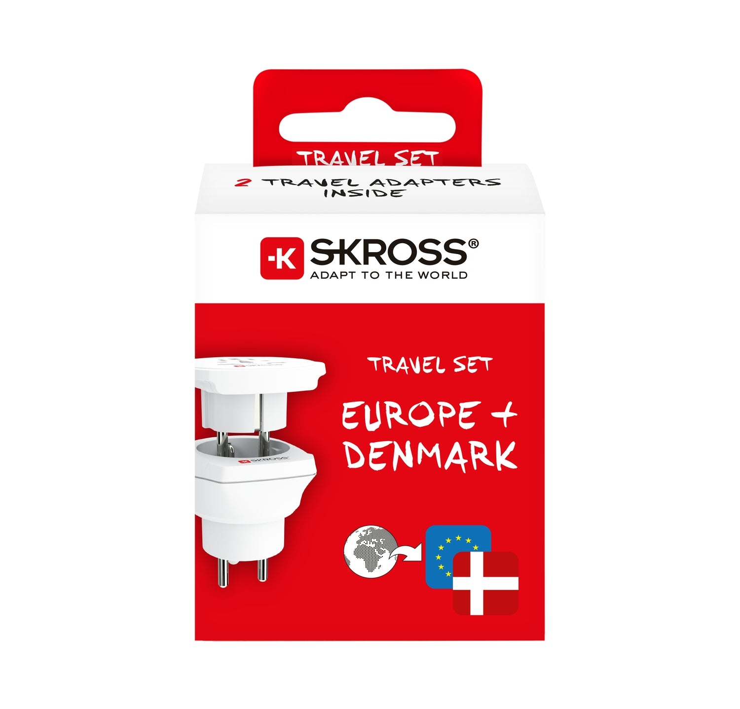 Travel adapter Combo World to Denmark + Europe Grounded