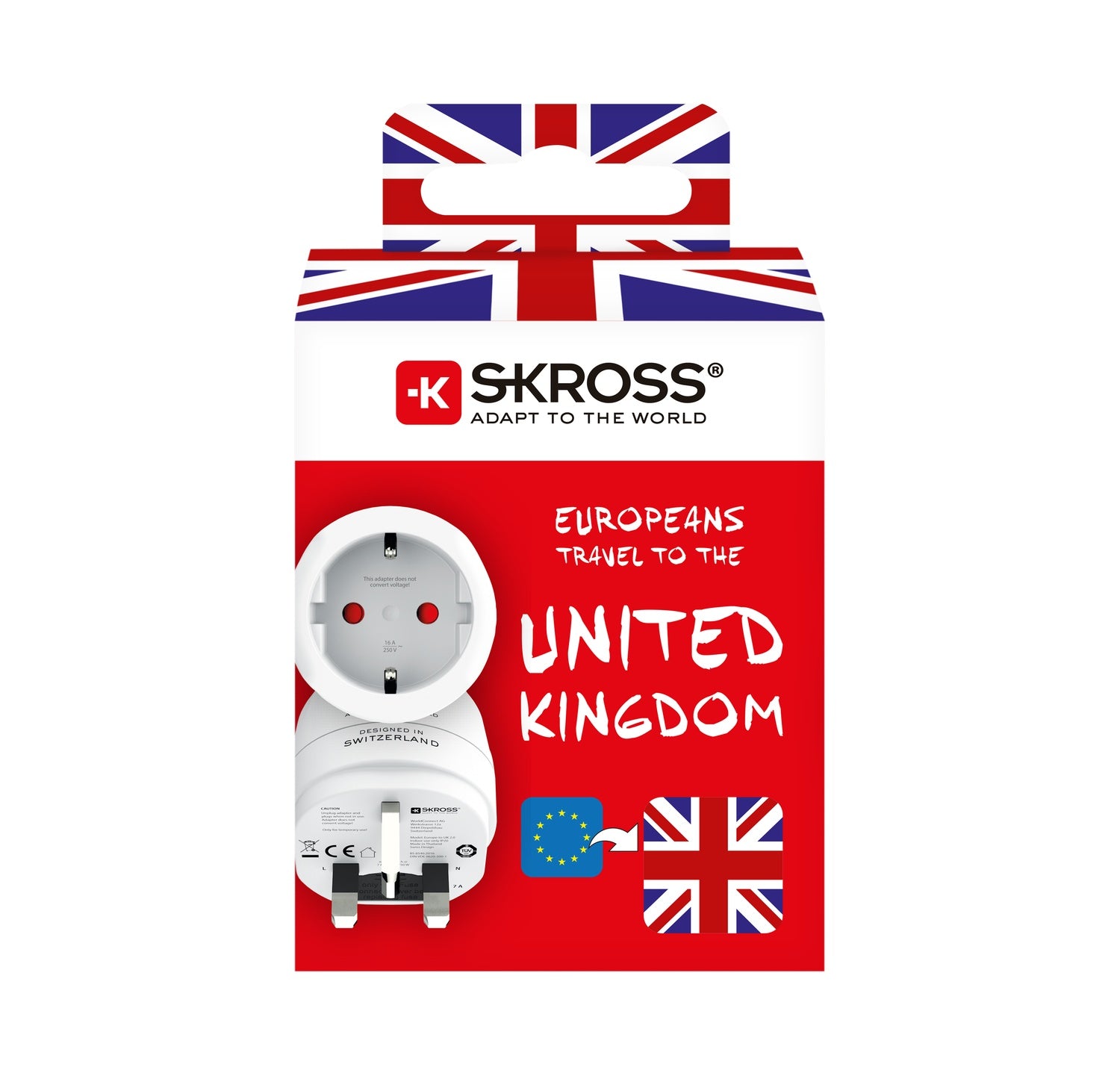 Travel adapter Europe to UK etc. Grounded