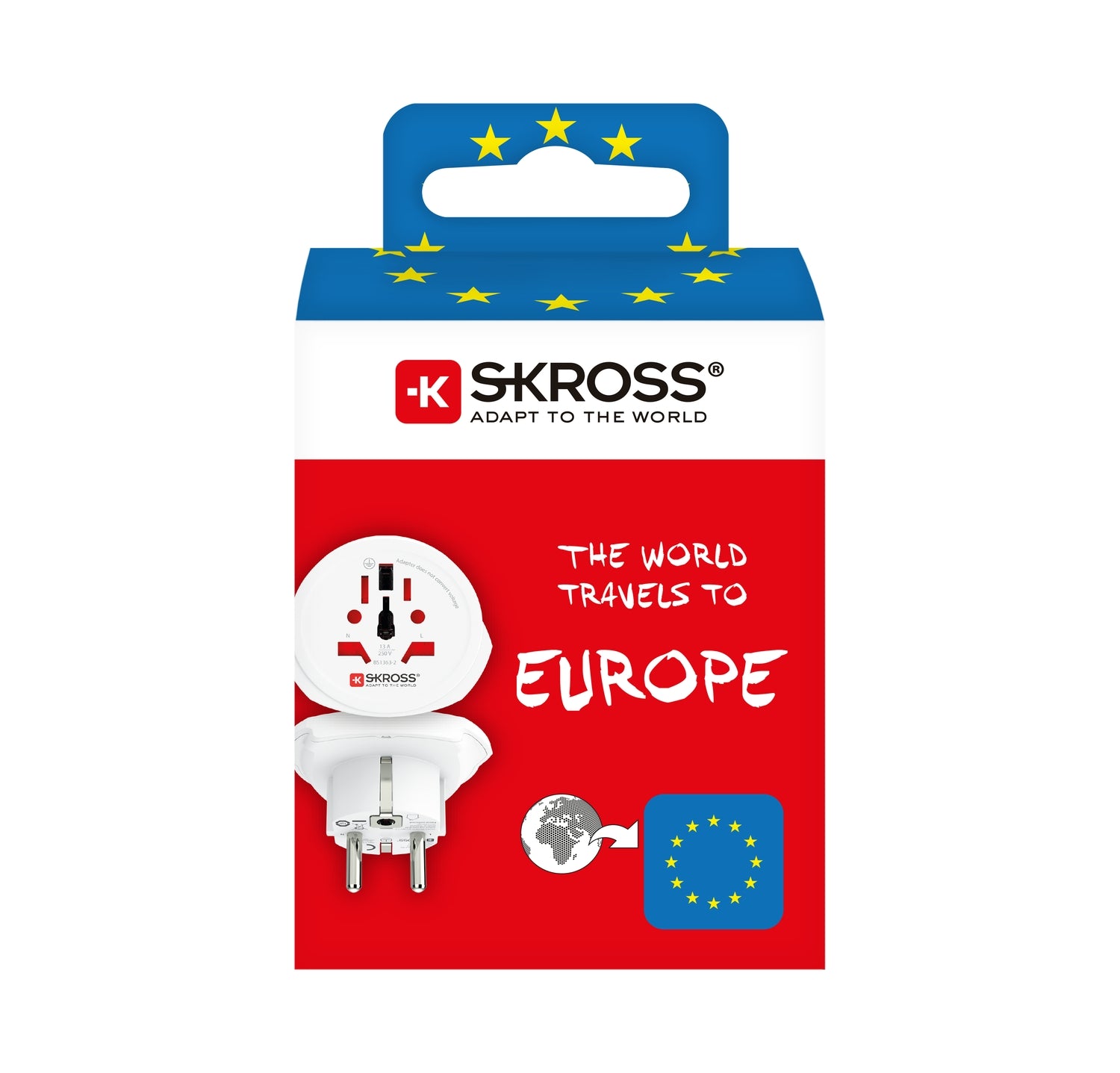 Travel adapter World to Europe Grounded