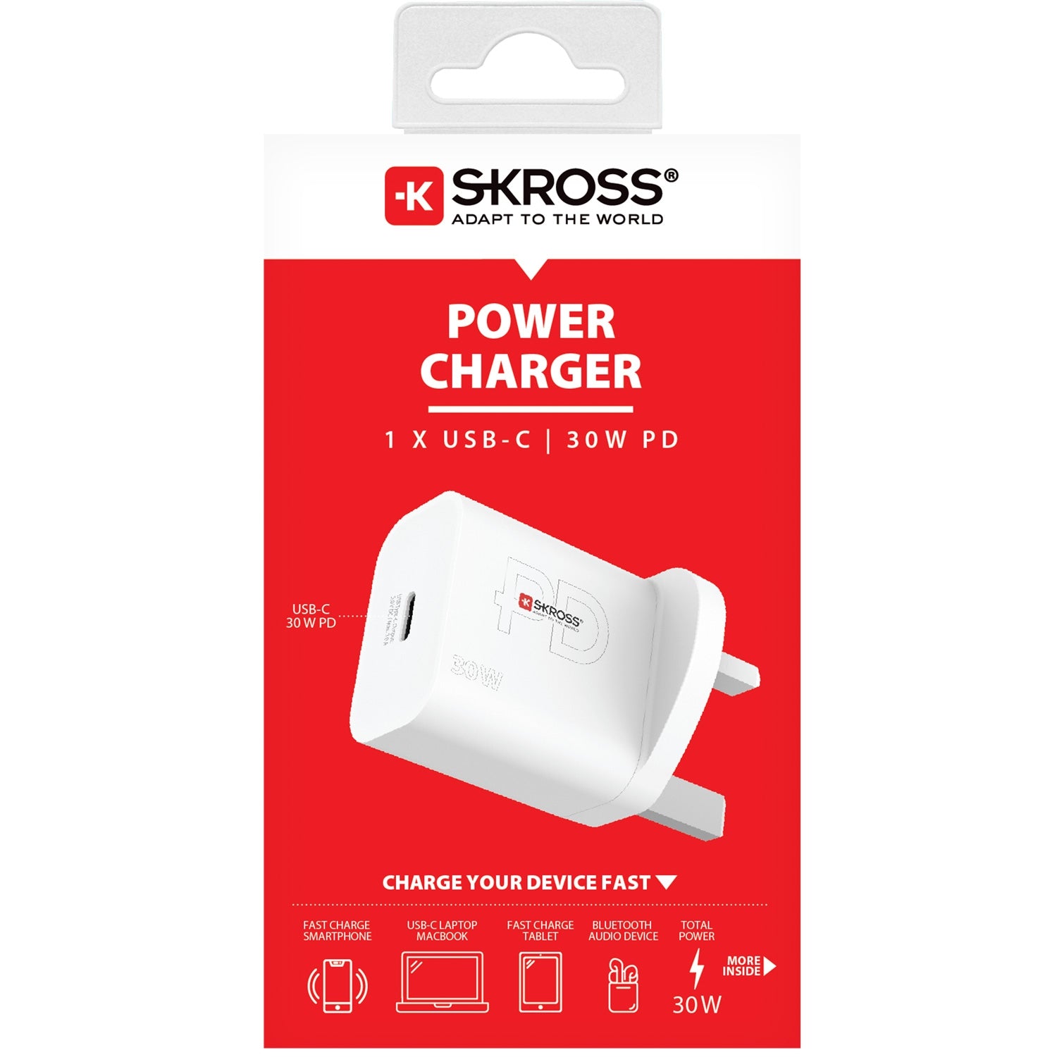 Travel charger UK etc. USB-C PD 30W Ungrounded