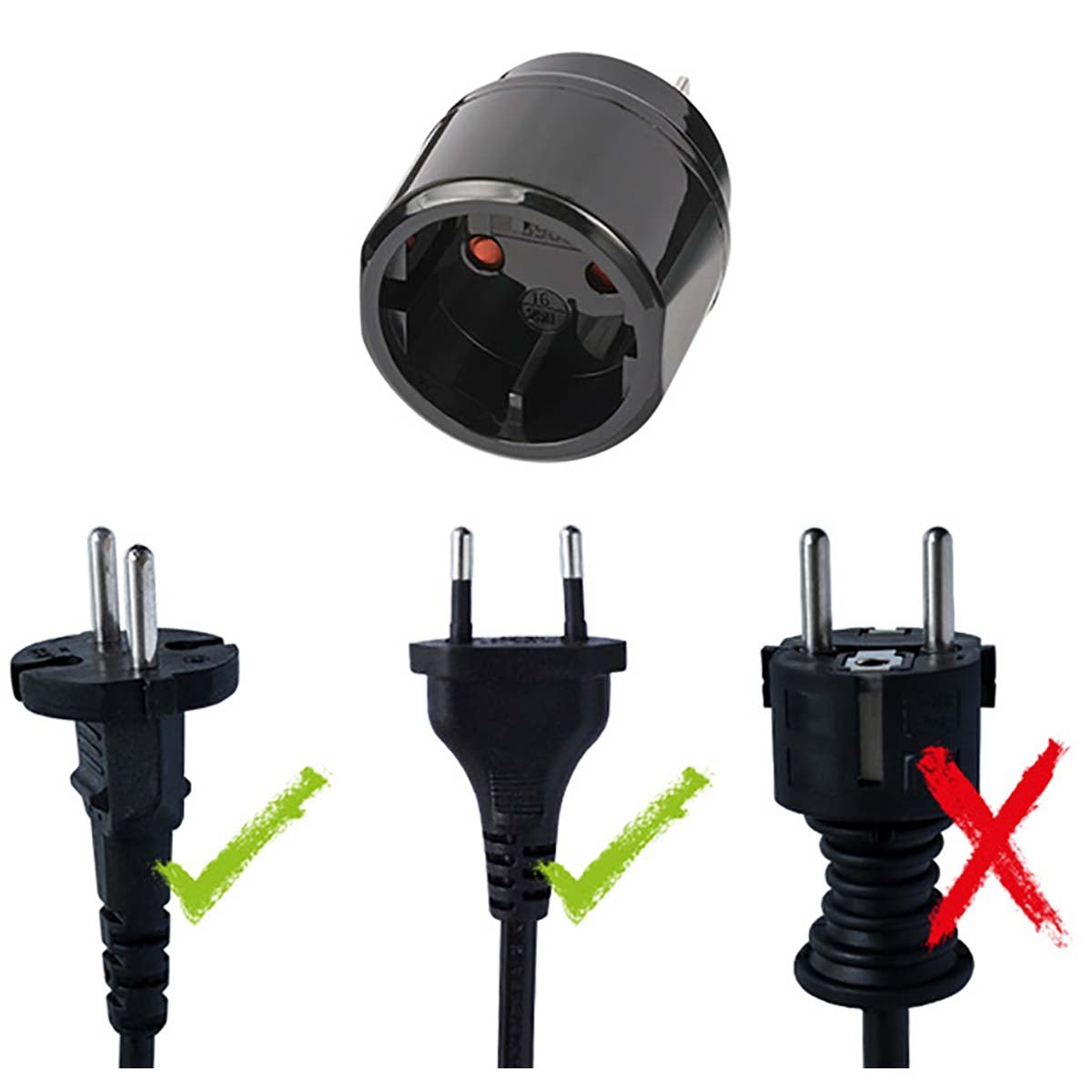 Travel plug adapter for: USA, Japan plug and Euro plug