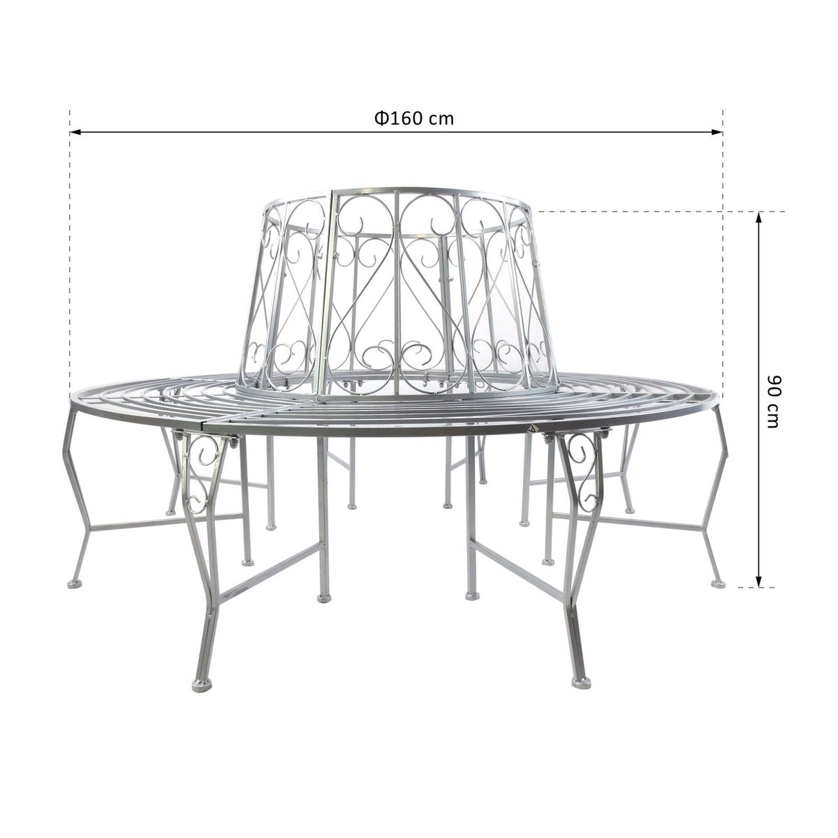 Tree Bench Round Bench 360° Garden Bench Seat Tree Benches Metal ∅160Cm