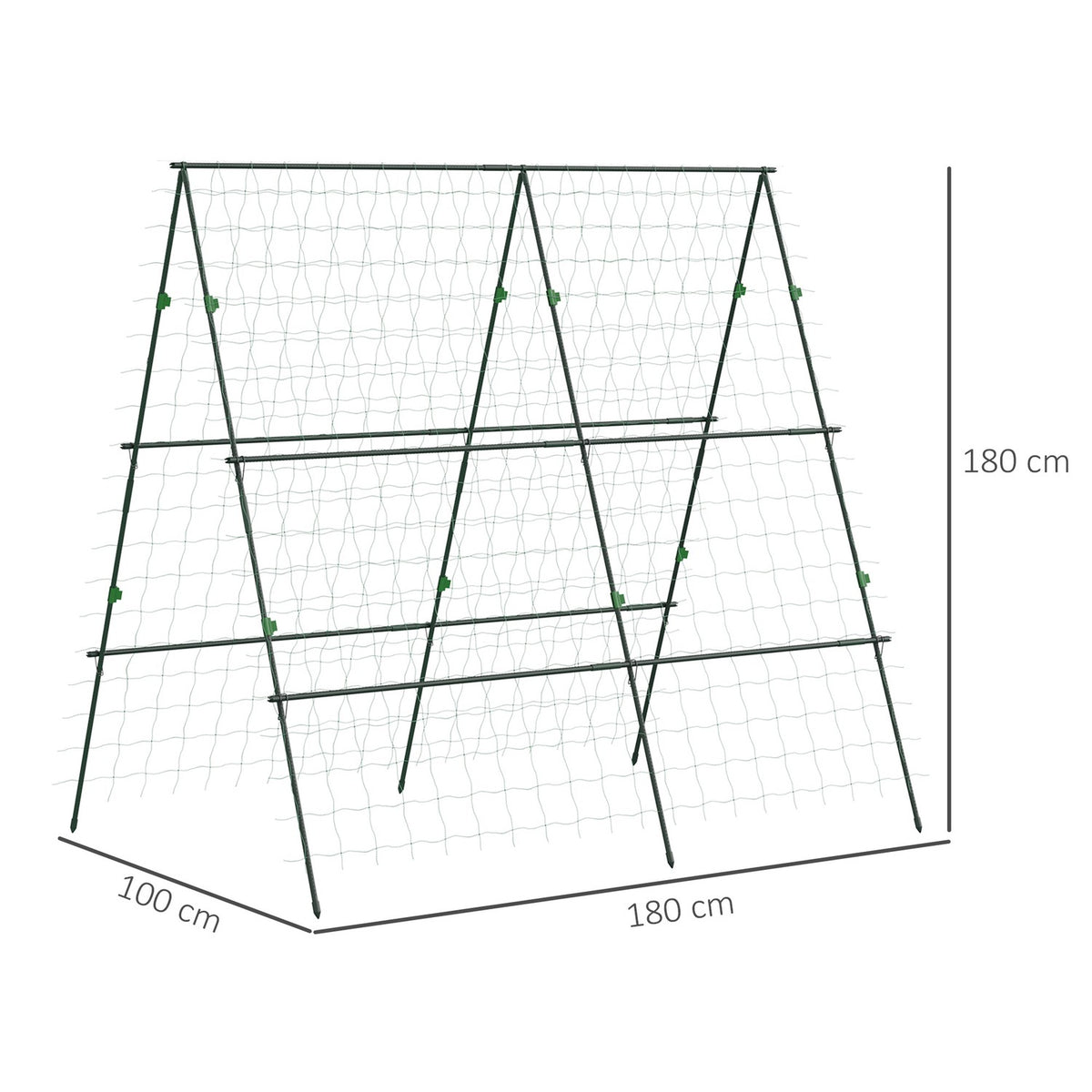 Trellis, Trellis, Adjustable Plant Trellis, Trellis, Plant Scaffolding with Net, for Garden, Steel Frame, Green, 180 x 100 x 180 cm