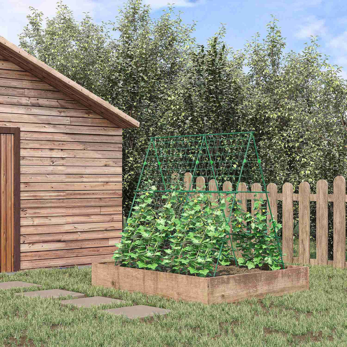 Trellis, Trellis, Adjustable Plant Trellis, Trellis, Plant Scaffolding with Net, for Garden, Steel Frame, Green, 180 x 100 x 180 cm