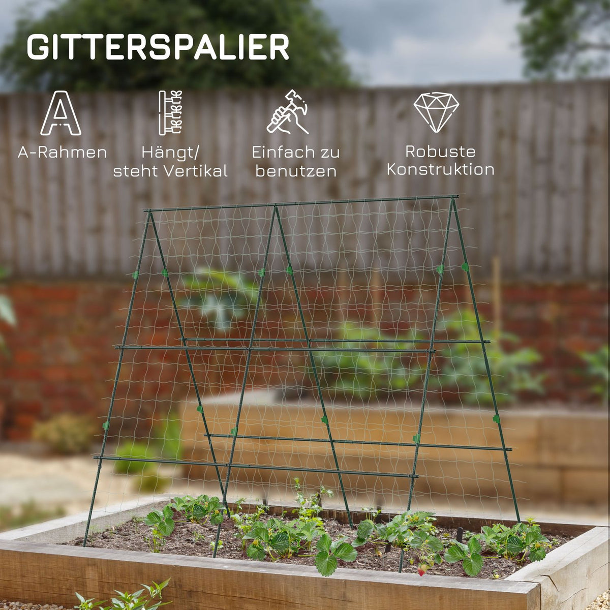 Trellis, Trellis, Adjustable Plant Trellis, Trellis, Plant Scaffolding with Net, for Garden, Steel Frame, Green, 180 x 100 x 180 cm