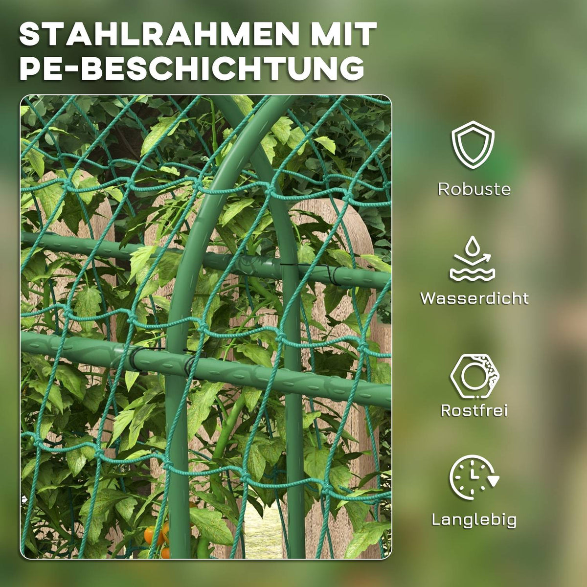 Trellis for climbing plants, adjustable trellis, plant trellis with net, plant frame, steel, green, 43 x 182 x 183 cm for garden, balcony
