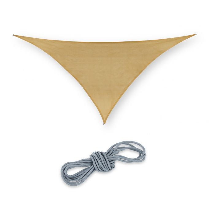 Triangular sand-colored polyethylene sun sail