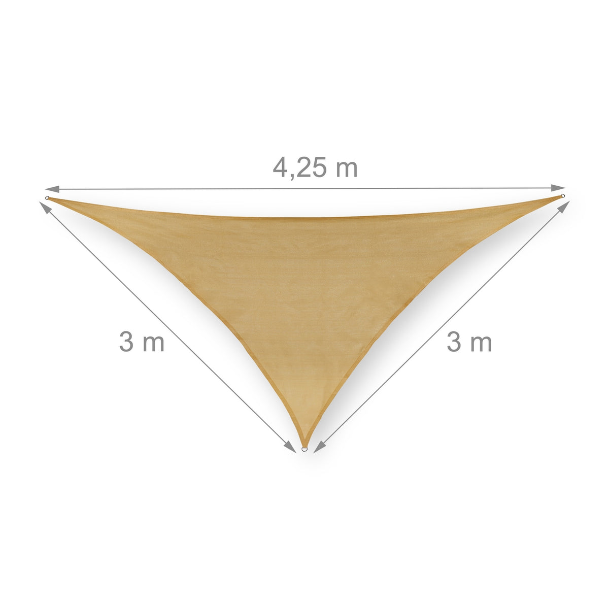 Triangular sand-colored polyethylene sun sail
