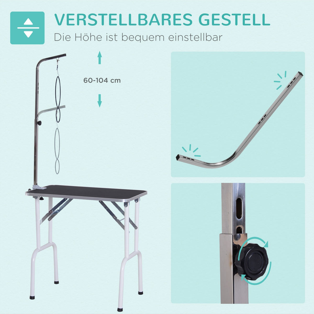 Trimming Table Folding Grooming Table For Dogs, Shearing Table With Metal Frame, Black, 81X48X80Cm
