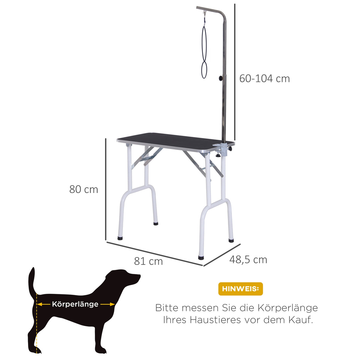 Trimming Table Folding Grooming Table For Dogs, Shearing Table With Metal Frame, Black, 81X48X80Cm