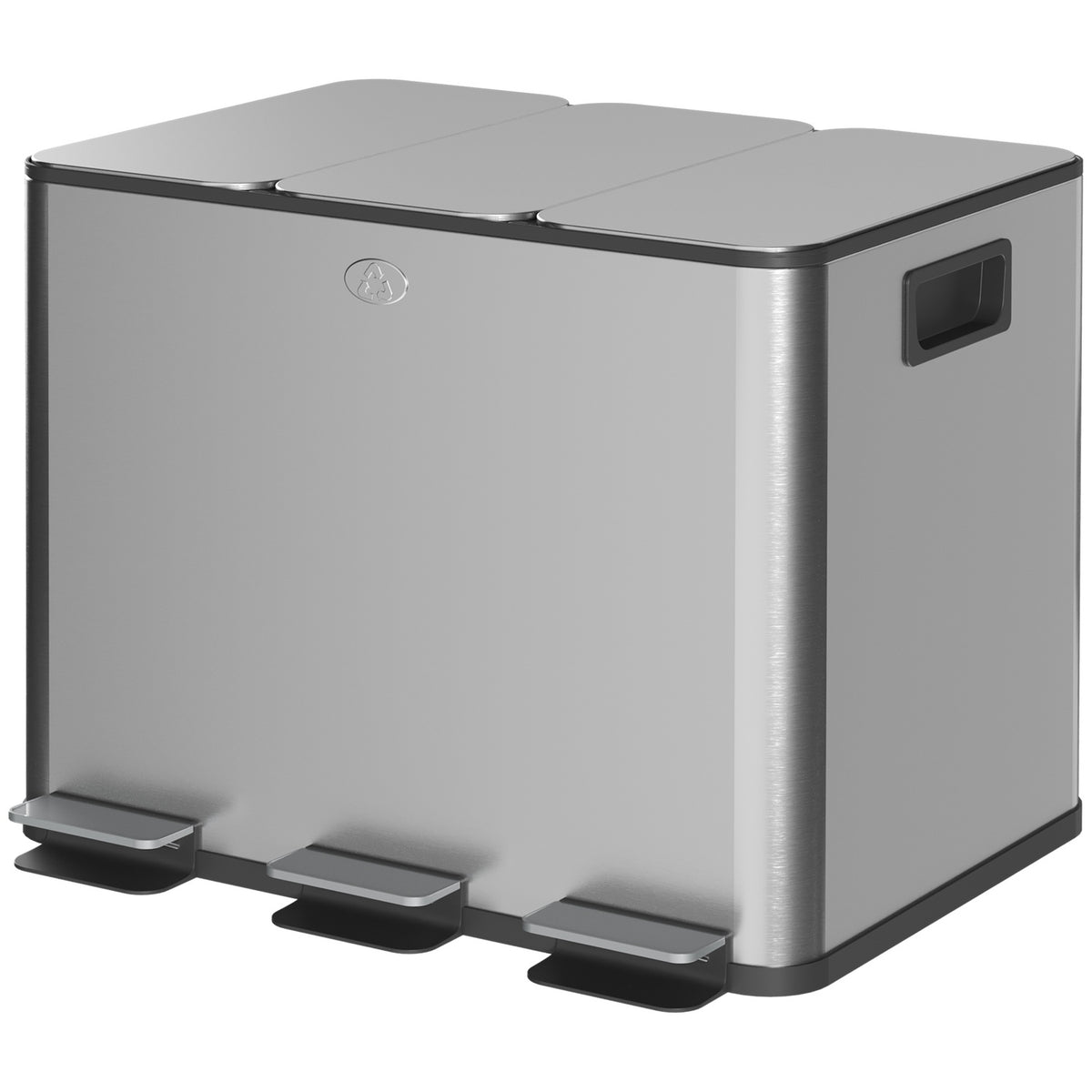Triple Compartment Stainless Steel Kitchen Bin, 3 x 20L