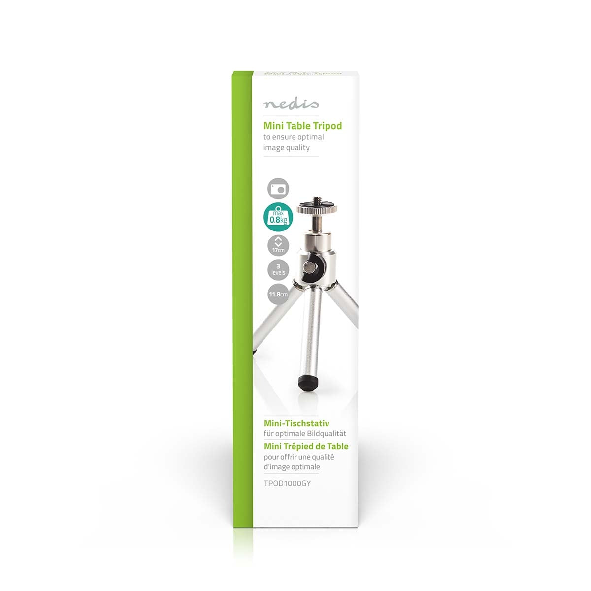 Tripod | Maximum load capacity: 0.8 kg | Minimum working height: 11 cm | Maximum working height: 14.5 cm | 1 Segment | Ball head | Suitcase included | ABS / Steel | Silver