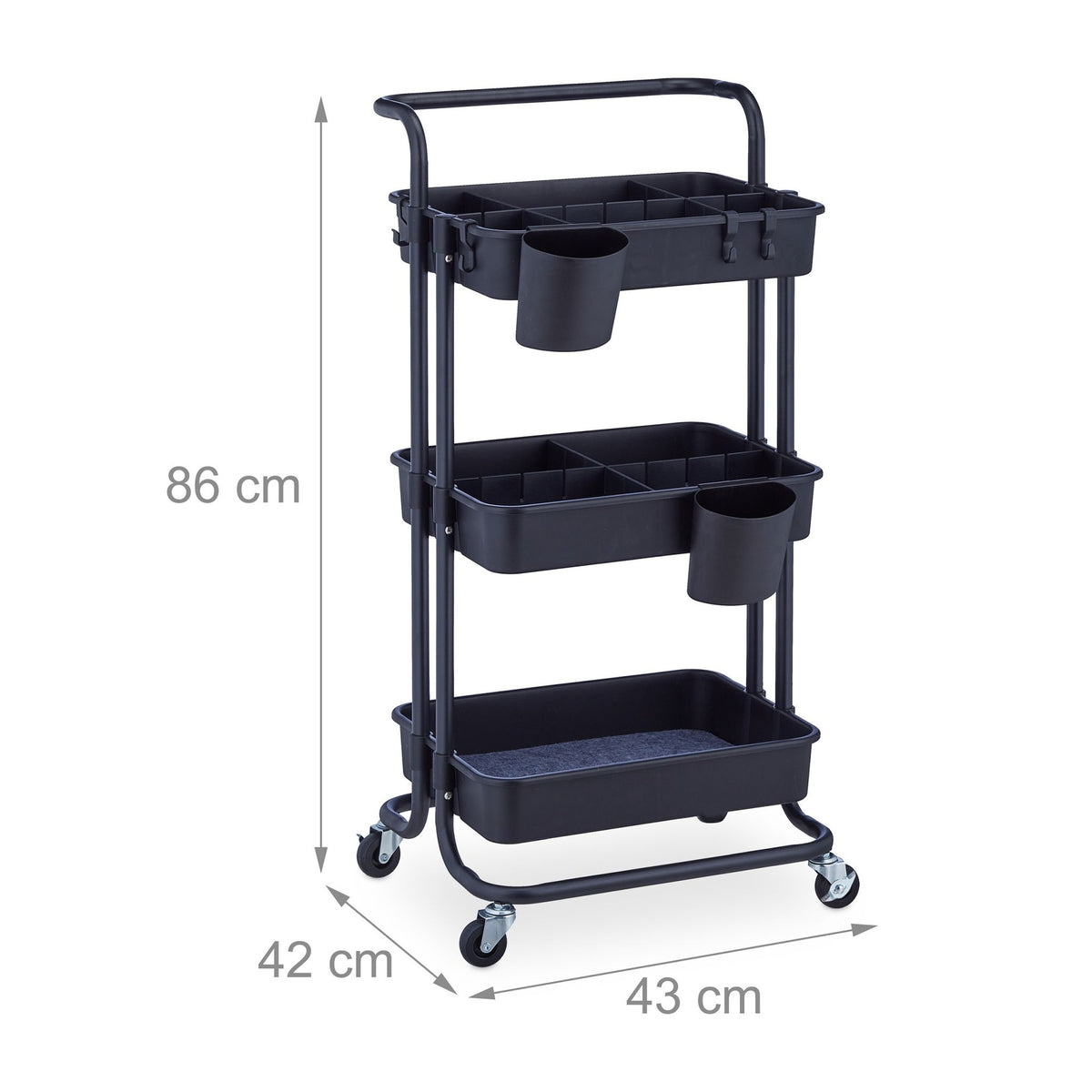 Trolley with 3 shelves