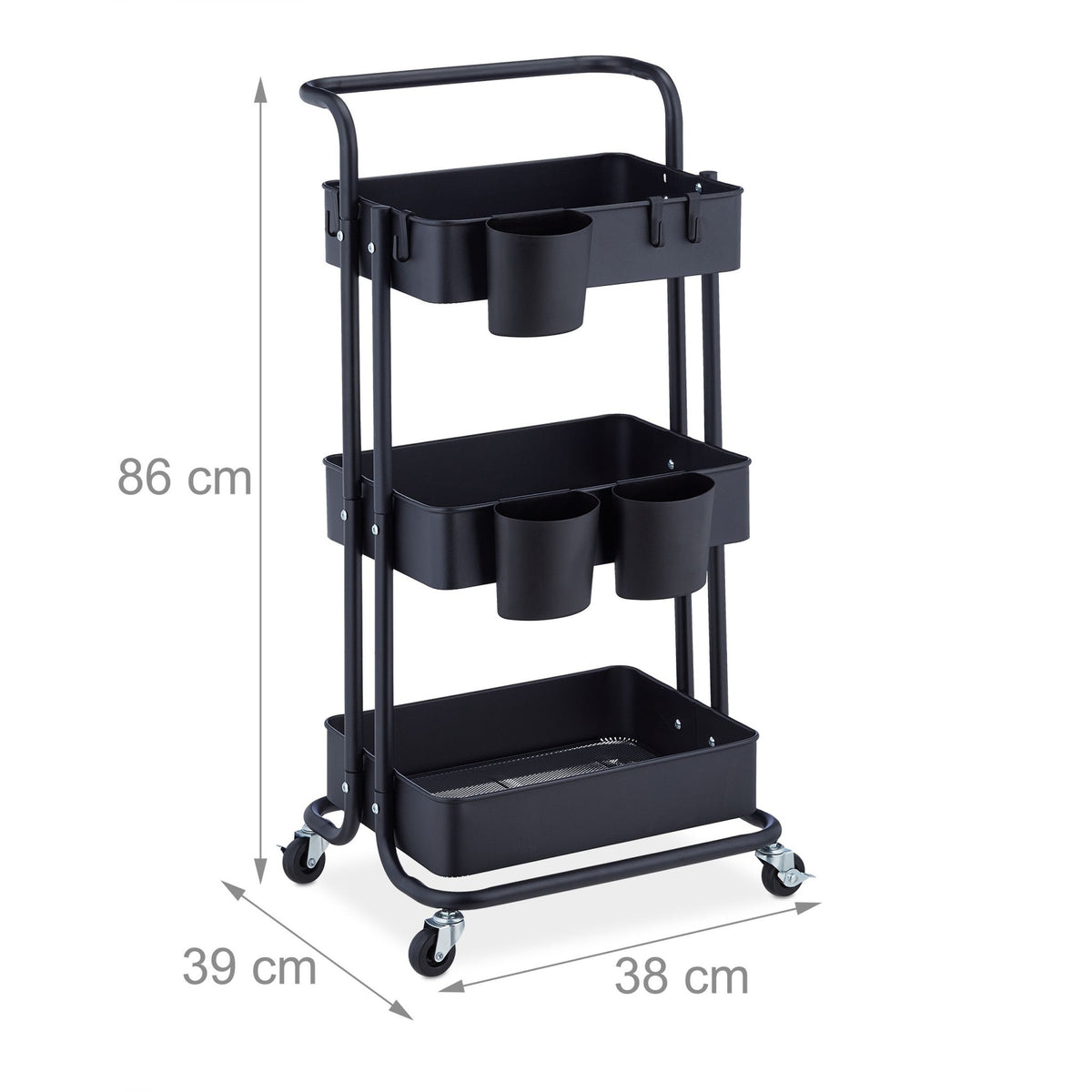 Trolley with 3 shelves