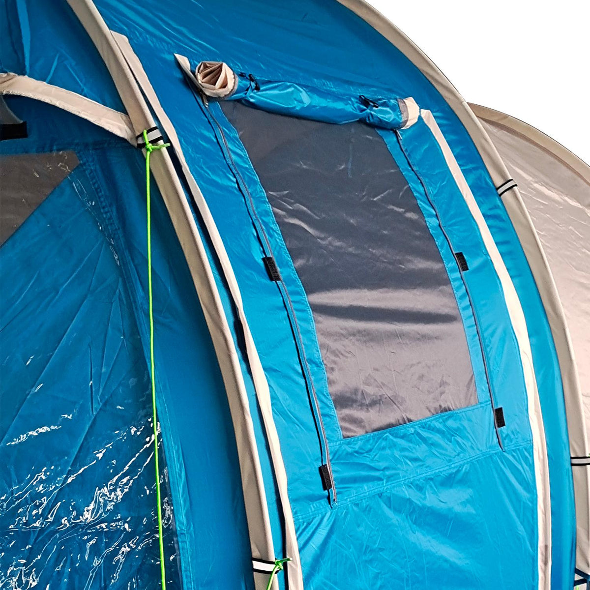 Tunnel Tent 4-Person Camping Tent With 2 Rooms, Uv Protection, Window, Carry Bag, 2000Mm Water Column, Blue
