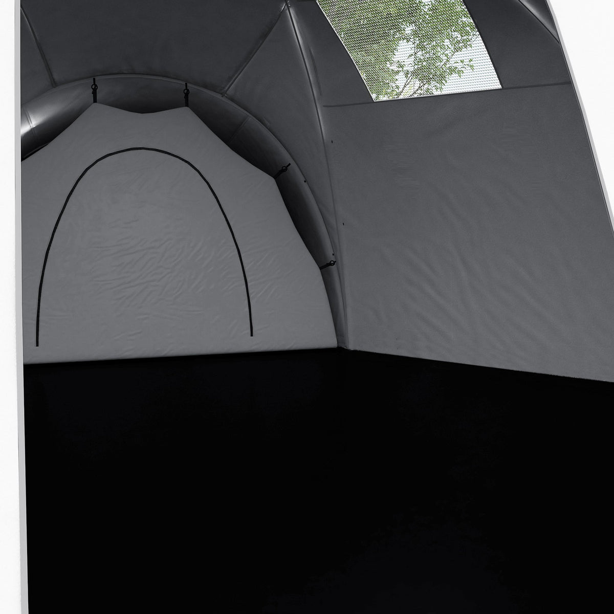 Tunnel Tent Camping Tent 6-9 Person Family Tent 3 Bedrooms Living Room Porch 2000Mm Oxford Gray