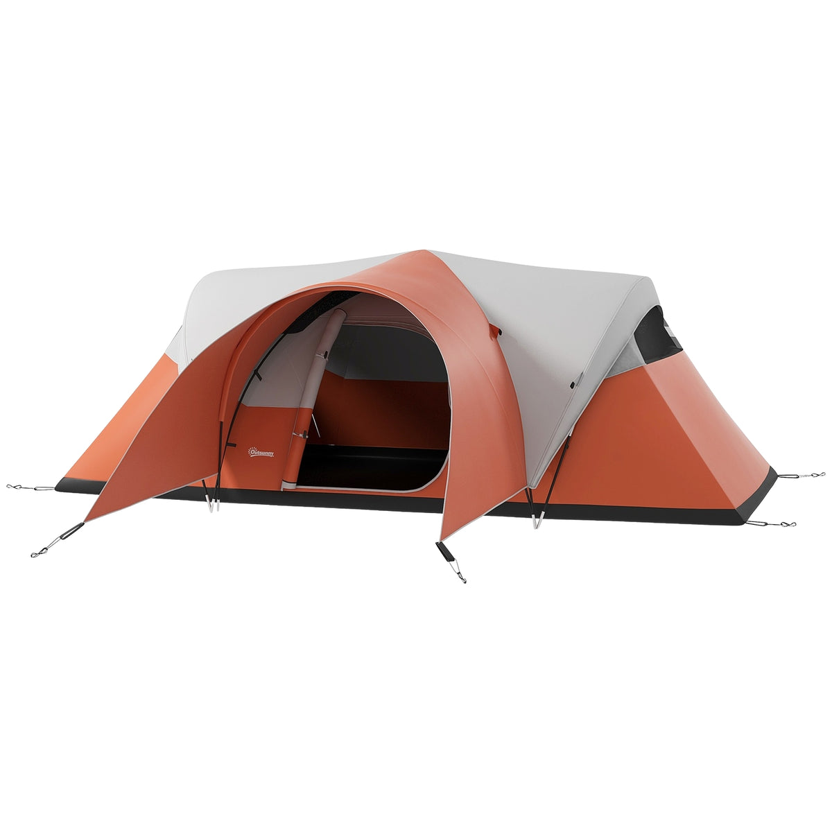 Tunnel Tent, Camping Tent, Water-Repellent Family Tent For 6 People, Festival Tent With Window, Carry Bag, For Garden, Patio, Orange