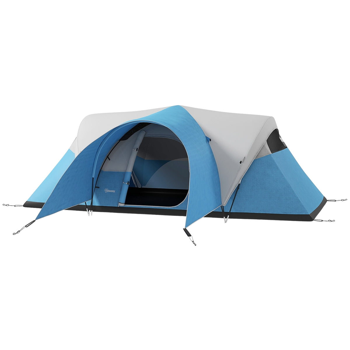 Tunnel Tent, Camping Tent, Water-Repellent Family Tent for 6 People, Festival Tent with Window, Carry Bag, for Garden, Patio, Blue