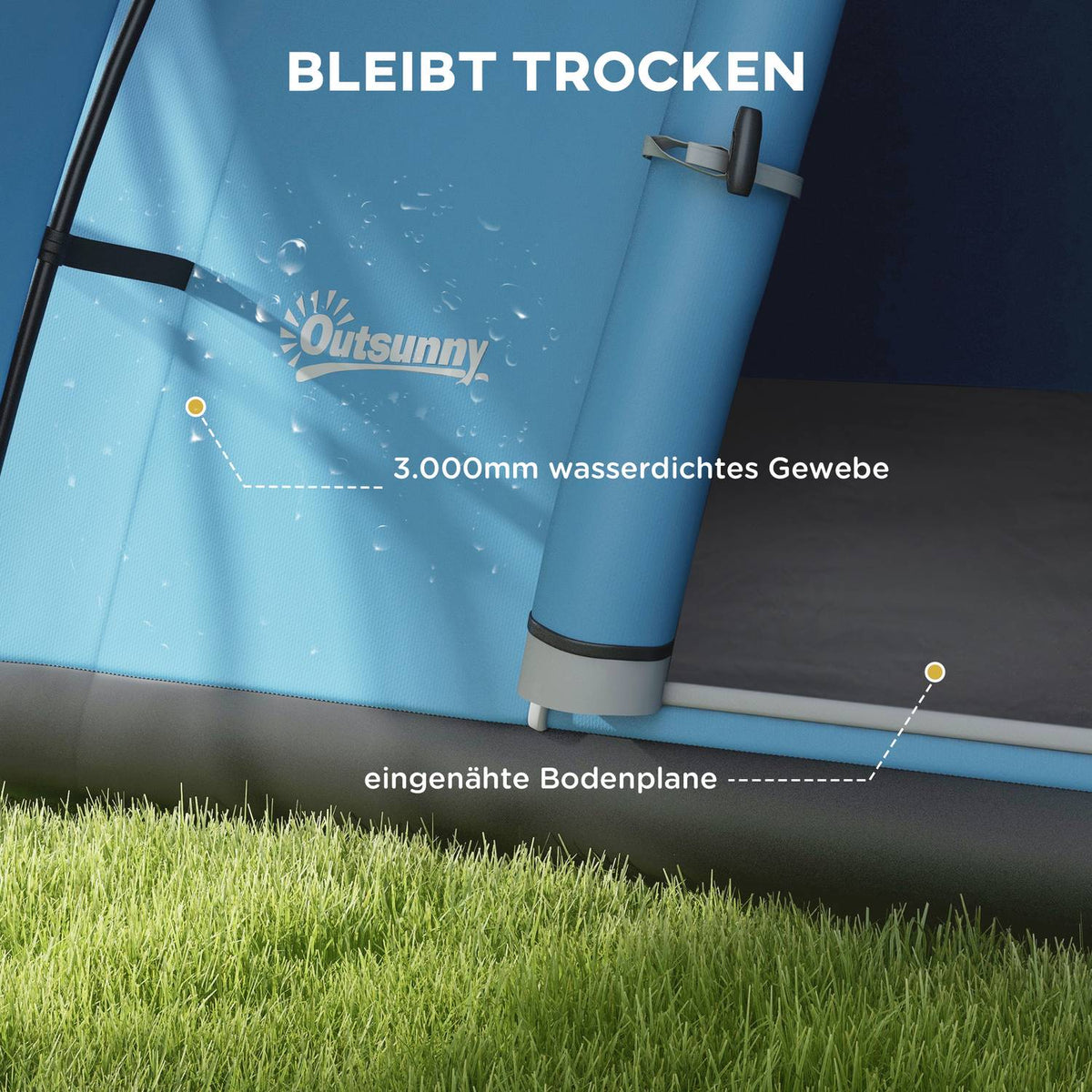 Tunnel Tent, Camping Tent, Water-Repellent Family Tent for 6 People, Festival Tent with Window, Carry Bag, for Garden, Patio, Blue