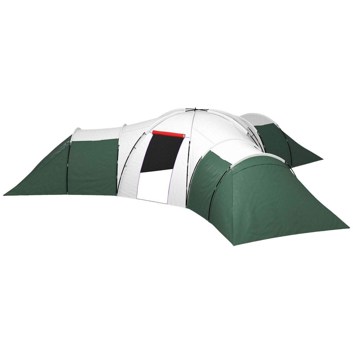 Tunnel Tent, Camping Tent for 6-9 Persons, Family Tent with 3 Bedrooms, Living Room, Porch, Carry Bag, 2000mm Water Resistant Oxford, for Garden, Green