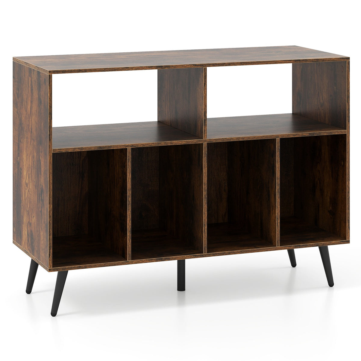 Turntable Stand with Vinyl Storage, Rustic Brown