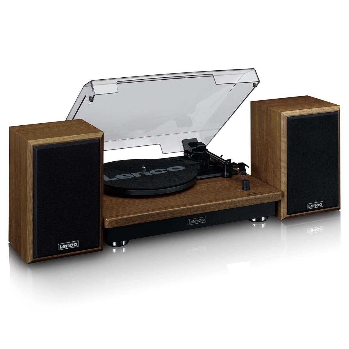 Turntable with Bluetooth reception and two wooden speakers