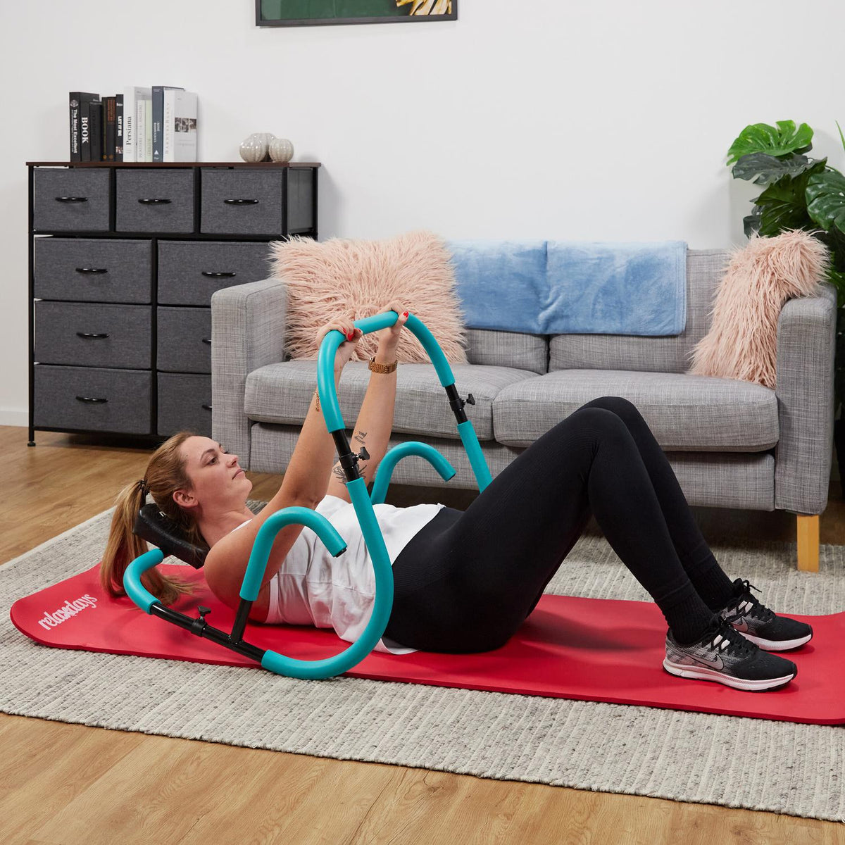 Turquoise Ab Trainer with Neck Support for Home Use