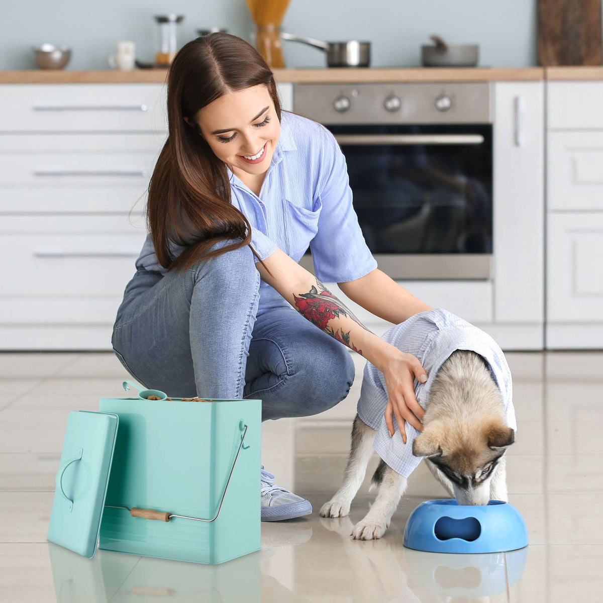 Turquoise lunch box set of 2