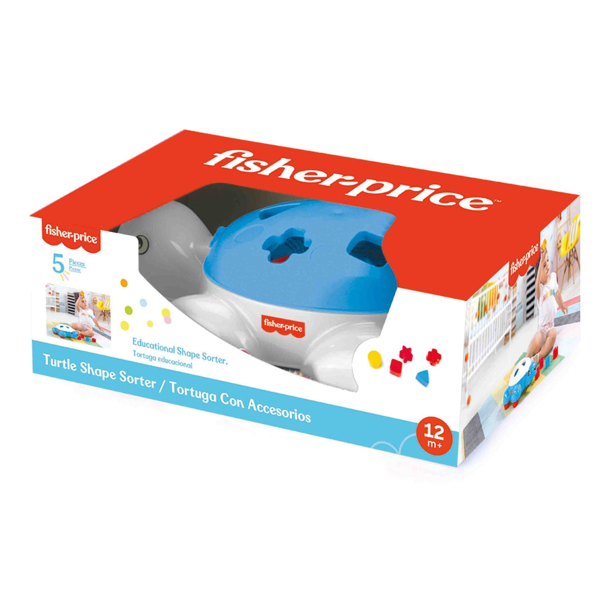 Turtle Shape Sorter Toy with Wheels, 5 Pieces